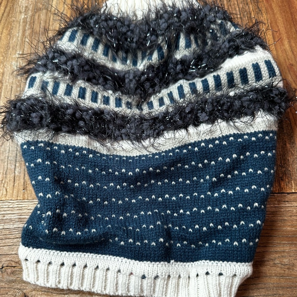 Cozy Knit Dog Sweater in Cream and Navy